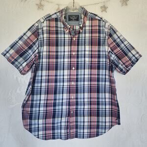 Nautica Mens XLarge Sea Voyage Plaid Classic Button Up Shirt Cotton Patriotic